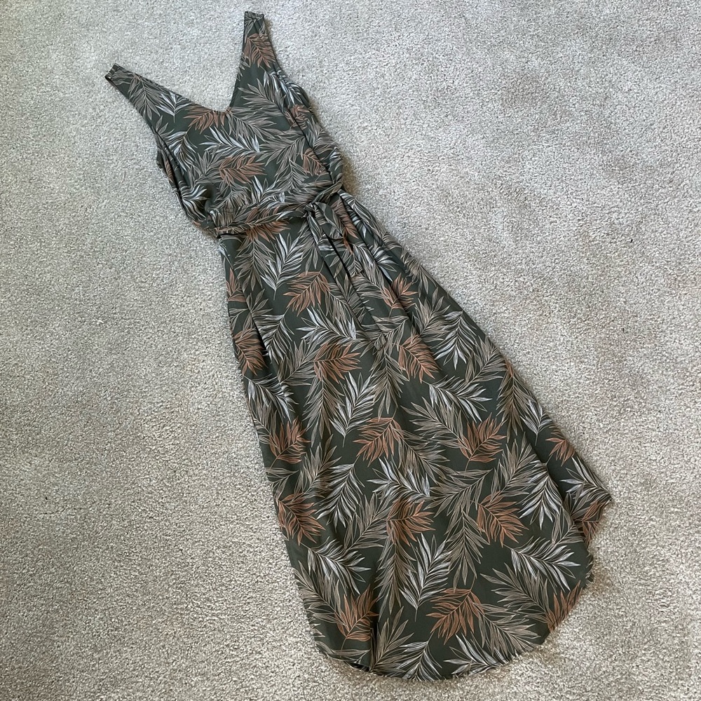 A New Day Women’s Green Floral Tie Waist Dress Sundress Size XS